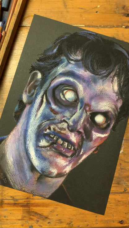 ChantalLauraHandley ORIGINAL ARTWORK EVIL DEAD II - Evil Ash - Original Pastel Artwork