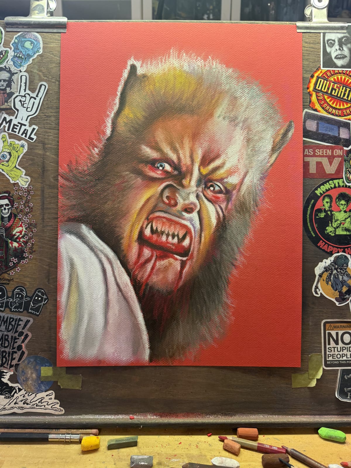 ChantalLauraHandley ORIGINAL ARTWORK Leon Corledo - Curse of the Werewolf (1961) - Original Soft Pastel