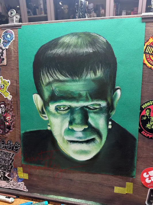 ChantalLauraHandley ORIGINAL ARTWORK Frankenstein Monster. Boris Karloff.