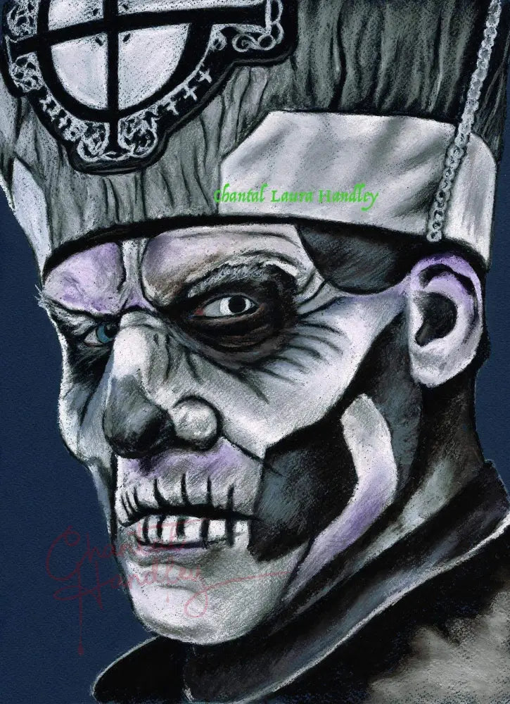 ChantalLauraHandley ORIGINAL ARTWORK 12 x 16 GHOST BC - Papa Emeritus - Original Pastel Artwork