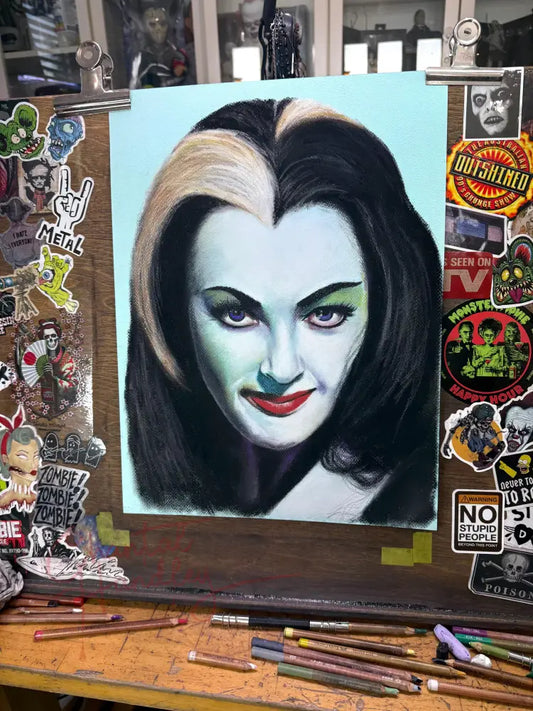ChantalLauraHandley ORIGINAL ARTWORK Lily Munster - Original Pastel Artwork