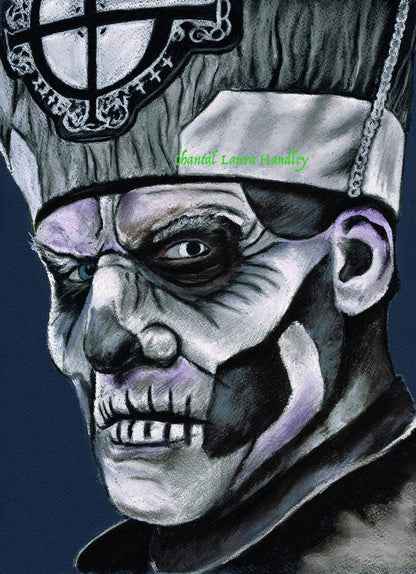 ChantalLauraHandley ORIGINAL ARTWORK 12 x 16 GHOST BC - Papa Emeritus - Original Pastel Artwork SOLD