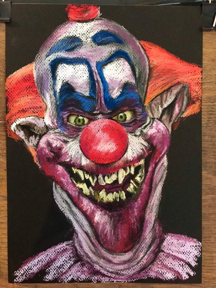 KILLER KLOWNS from Outer SPACE - Original Pastel Artwork ChantalLauraHandley