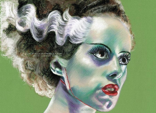 UNIVERSAL MONSTER - THE BRIDE OF FRANKENSTEIN - Original Pastel Artwork SOLD ChantalLauraHandley