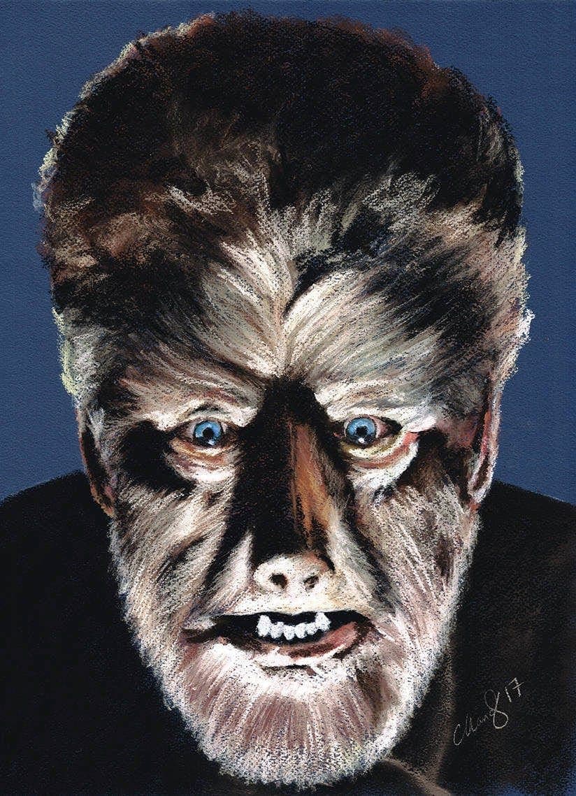 UNIVERSAL MONSTER - THE WOLFMAN - Original Pastel Artwork ChantalLauraHandley